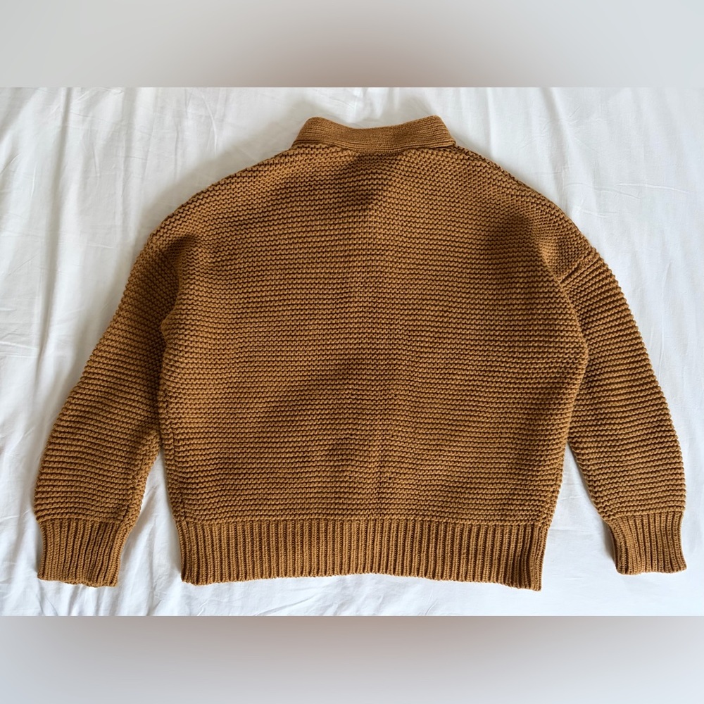 Alex Mill 100% cotton golden khaki brown Nico sweater cardigan sz S - Picture 3 of 12